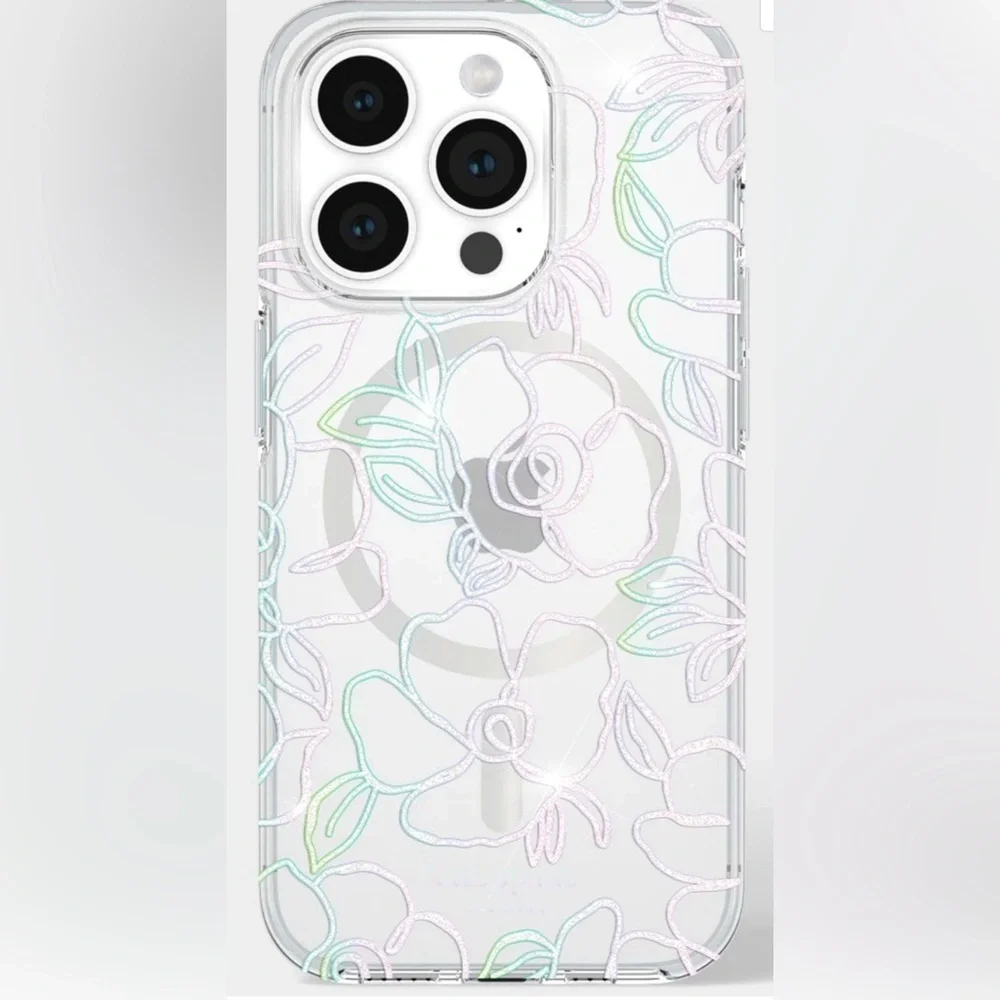 Kate Spade iPhone 15 Pro (6.1”) MagSafe Protective Case Floral Iridescent NIB